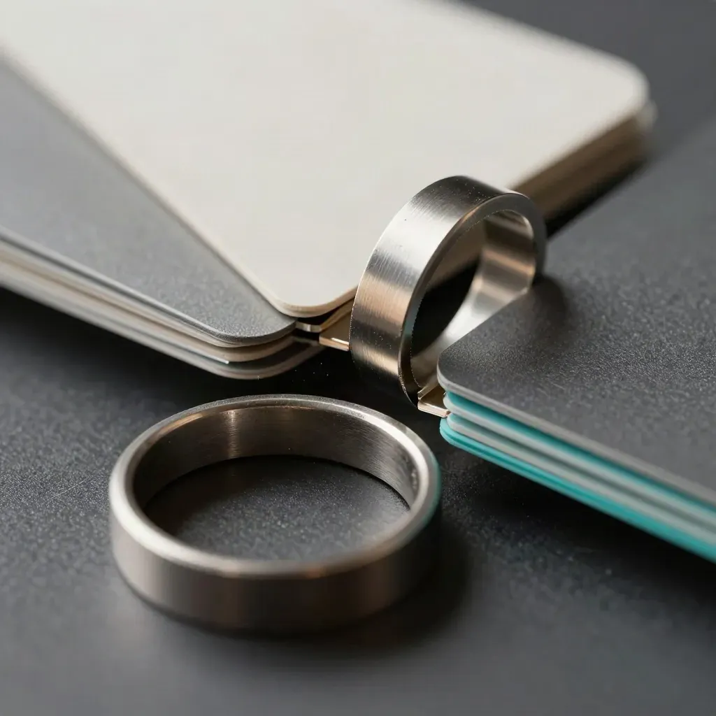 Kit audit ads smontato in grafite con anelli metallici e accento turchese
